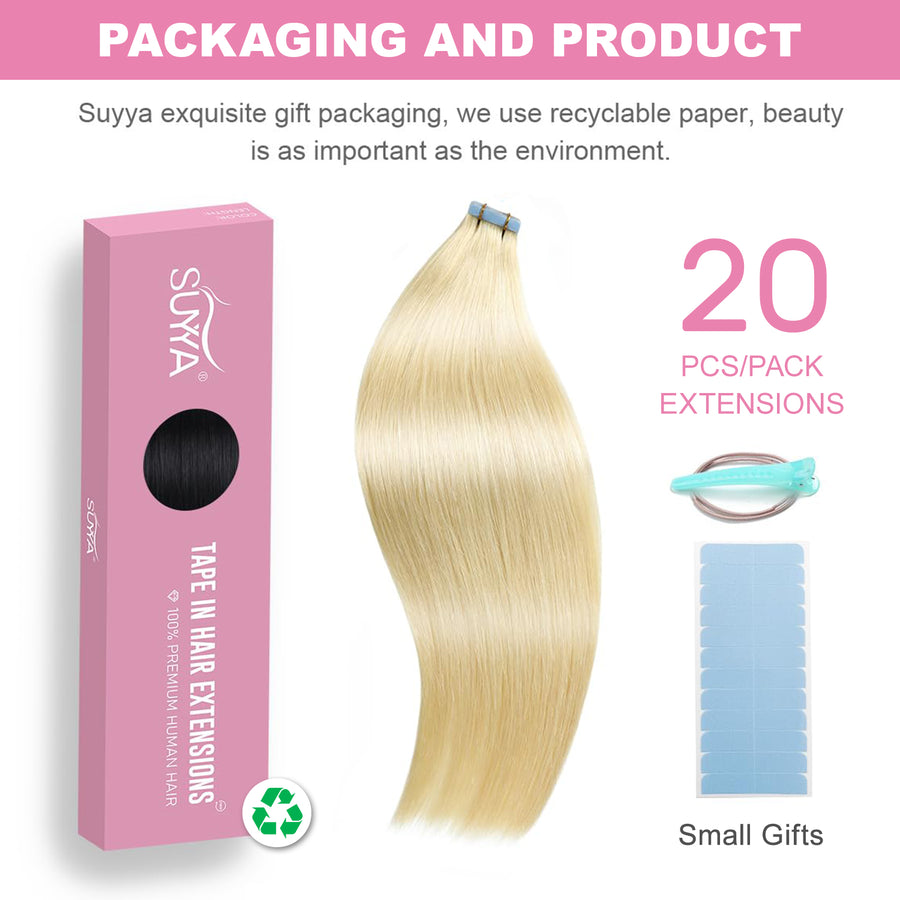 Bleach Blonde (#613) Tape-In Hair Extensions | 20Pcs