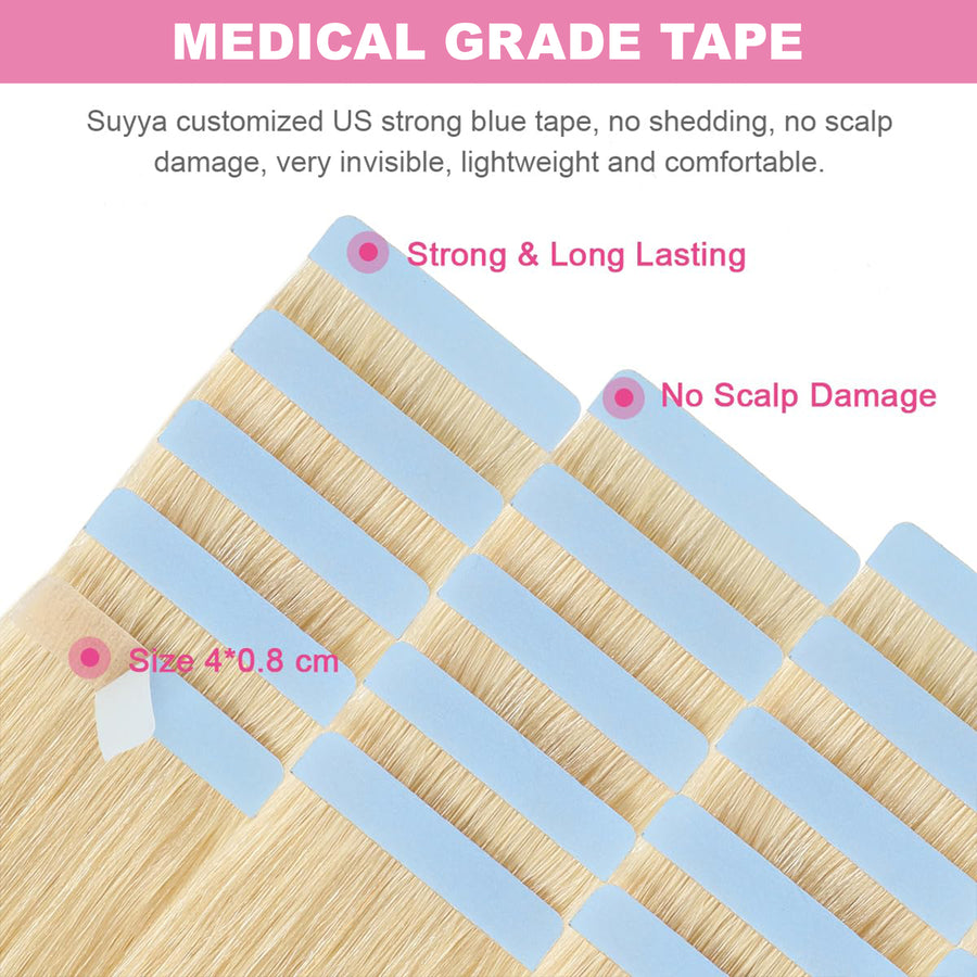 Bleach Blonde (#613) Tape-In Hair Extensions | 20Pcs