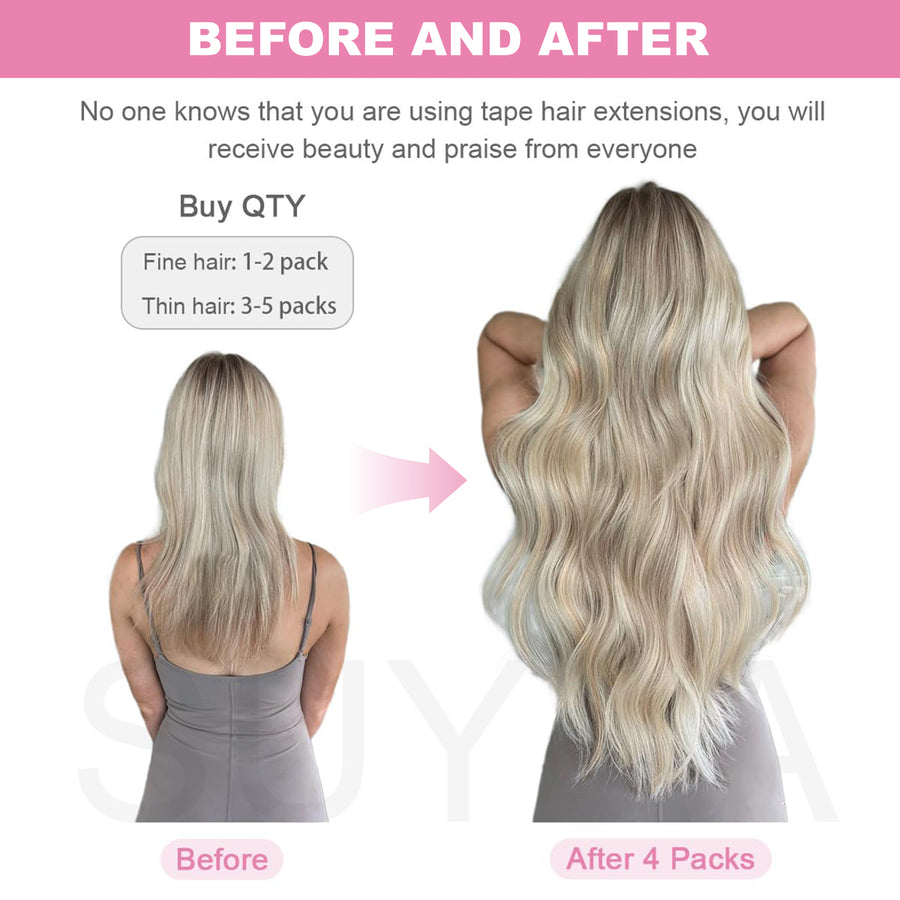 Bleach Blonde (#613) Tape-In Hair Extensions | 20Pcs